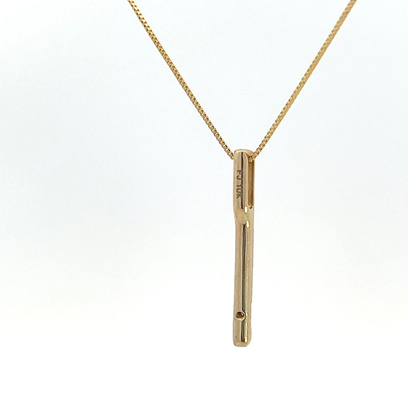 10K Yellow Gold 0.008cttw  Diamond  Bar Pendant, 18"