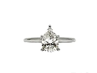 14K Gold 1.00cttw Lab Grown Diamond Pear Shape Solitaire Engagement Ring - /