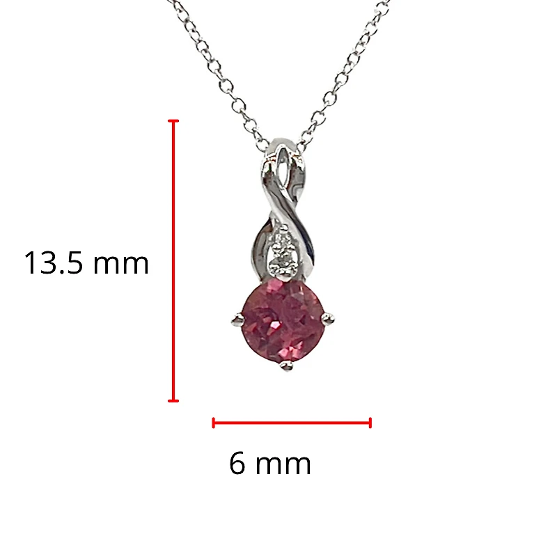10K White Gold 0.45cttw Pink Tourmaline and 0.01cttw Diamond Pendant, 18"