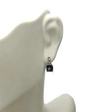 10K White Gold 6mm Cushion Cut Created Alexandrite and 0.01cttw Diamond Earrings