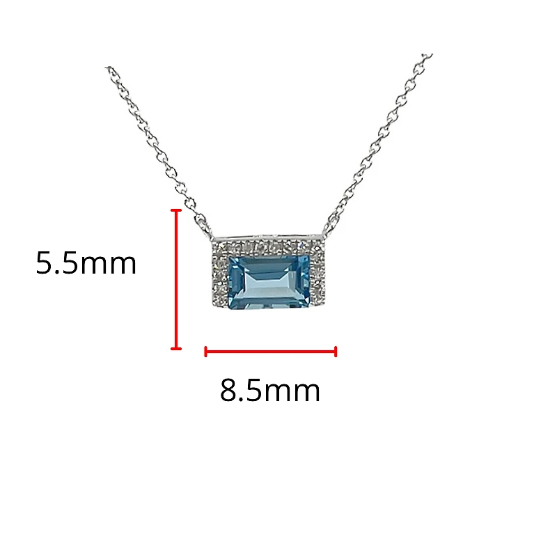 14K White Gold 0.62cttw Blue Topaz and 0.04cttw Diamond Necklace - 18 Inches