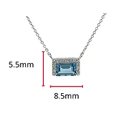 14K White Gold 0.62cttw Blue Topaz and 0.04cttw Diamond Necklace - 18 Inches