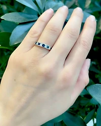 14K White Gold 0.65cttw Genuine Sapphire & 0.39cttw Diamonds Ring, size 6.5