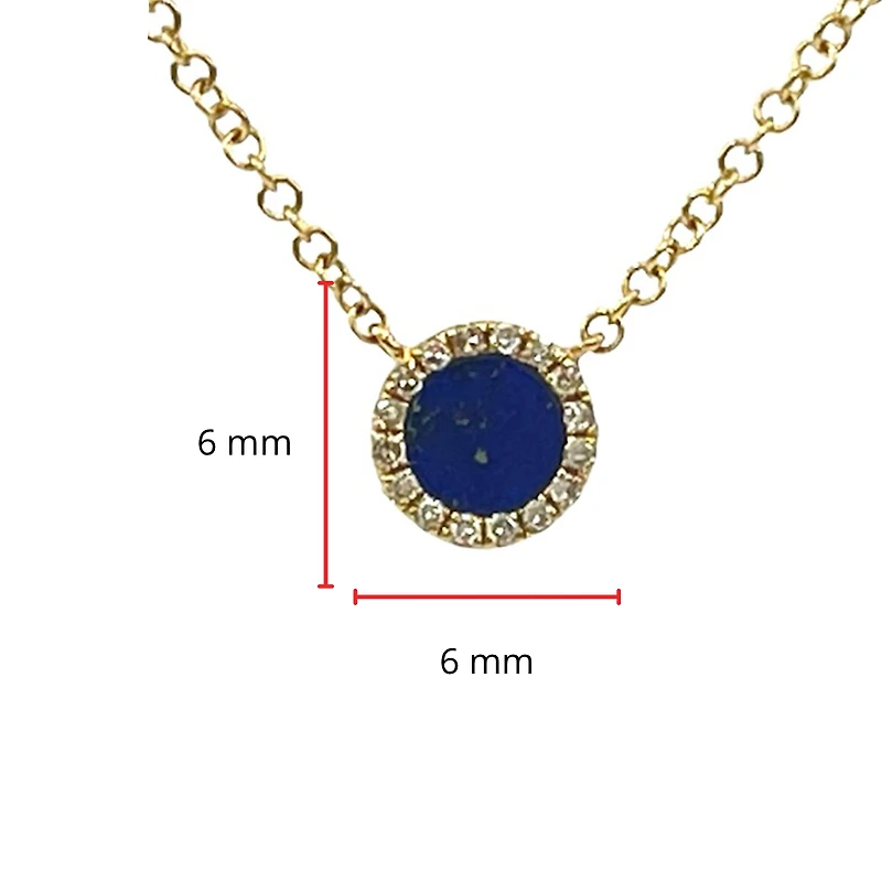 14K Yellow Gold 0.15cttw Lapis Lazuli and 0.04cttw Diamond Necklace, 18"