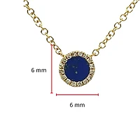 14K Yellow Gold 0.15cttw Lapis Lazuli and 0.04cttw Diamond Necklace, 18"