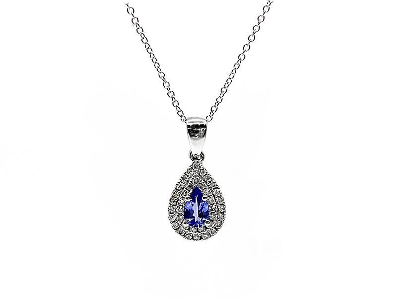 10K White Gold Tanzanite & Diamond Pendant
