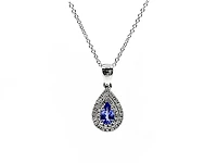 10K White Gold Tanzanite & Diamond Pendant