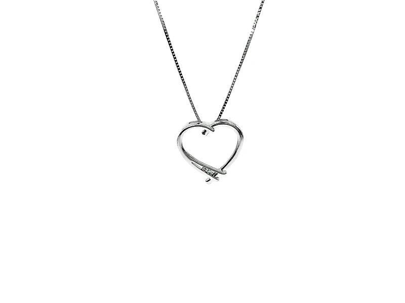 10K White Gold 0.017cttw Round Cut Diamond Pendant