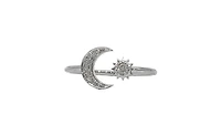 14K White Gold 0.06cttw Diamond Moon & Star Ring, size 6.5