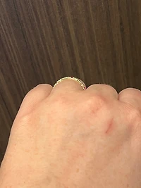 10K Yellow Gold Genuine Ruby & 0.13cttw Diamond Ring / Band, size 6.5