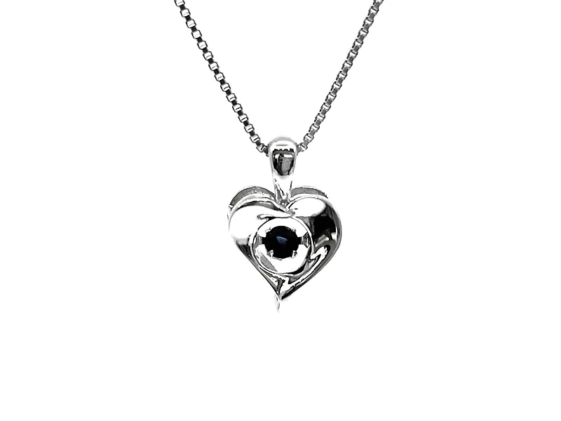 Sterling Silver Sapphire 0.10cttw Pendant,18"