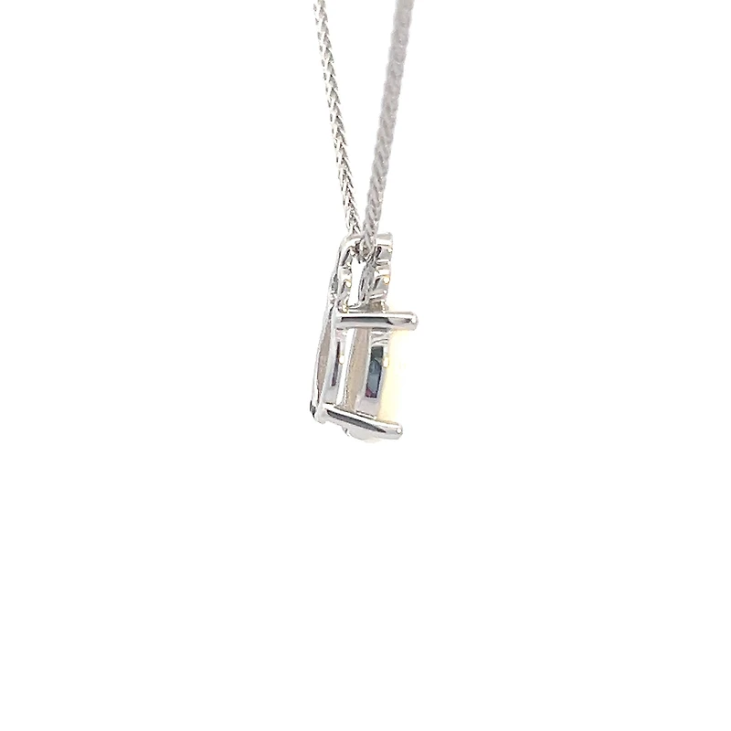10K White Gold Opal and Diamond Pendant