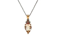 10K Rose Gold 8x6mm Pear Cut Morganite and Diamond Pendant, 18"