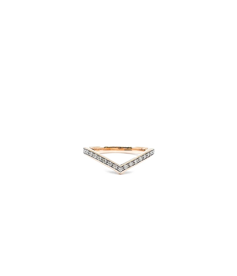 10K Rose Gold 0.15cttw Round Cut Diamond Ring, 6.5