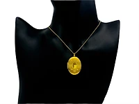 Gold Plated on 925 Sterling Silver Oval Shaped Locket with Etched FLoral Design - 26mm x 21mm