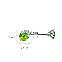 14K White Gold Peridot Stud Earrings