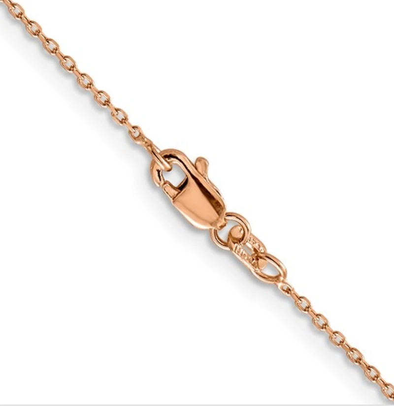 14K Rose Gold Diamond-Cut Cable Chain with Lobster Clasp - 1.00 mm Various Length