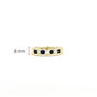10K Yellow Gold 0.28cttw Genuine Sapphires & 0.18cttw Diamond Channel Set Ring / Band, size 6.5