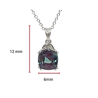 10K White Gold 1.00cttw Created Alexandrite & 0.01cttw Diamond Pendant, 17"
