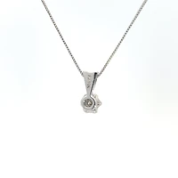 10K White Gold 0.05 cttw Diamond Solitaire Pendant, 18"