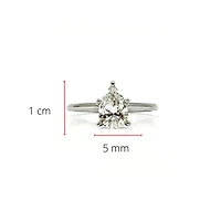 14K Gold 1.00cttw Lab Grown Diamond Pear Shape Solitaire Engagement Ring - /