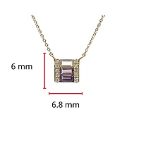 14K Yellow Gold 0.18cttw Amethyst and 0.05cttw Diamond Necklace - 18 Inches