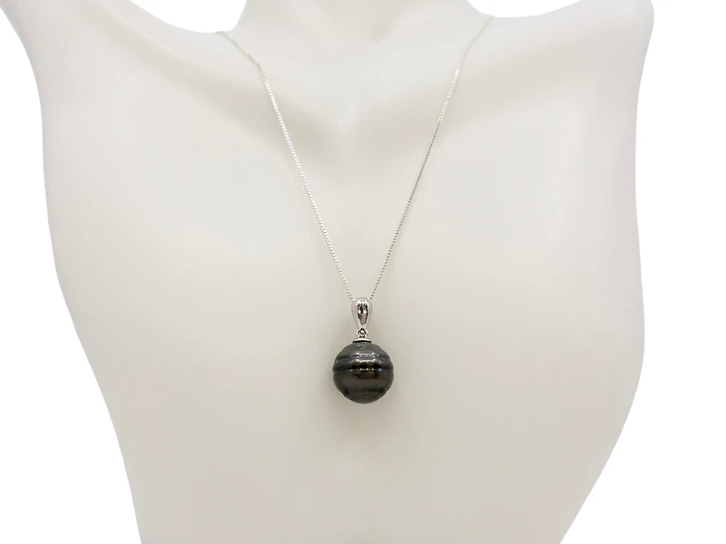 Sterling Silver 12-13mm Tahitian Pearl Pendant - 18"