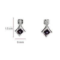 10K White Gold Created Alexandrite and 0.026cttw Diamond Earrings
