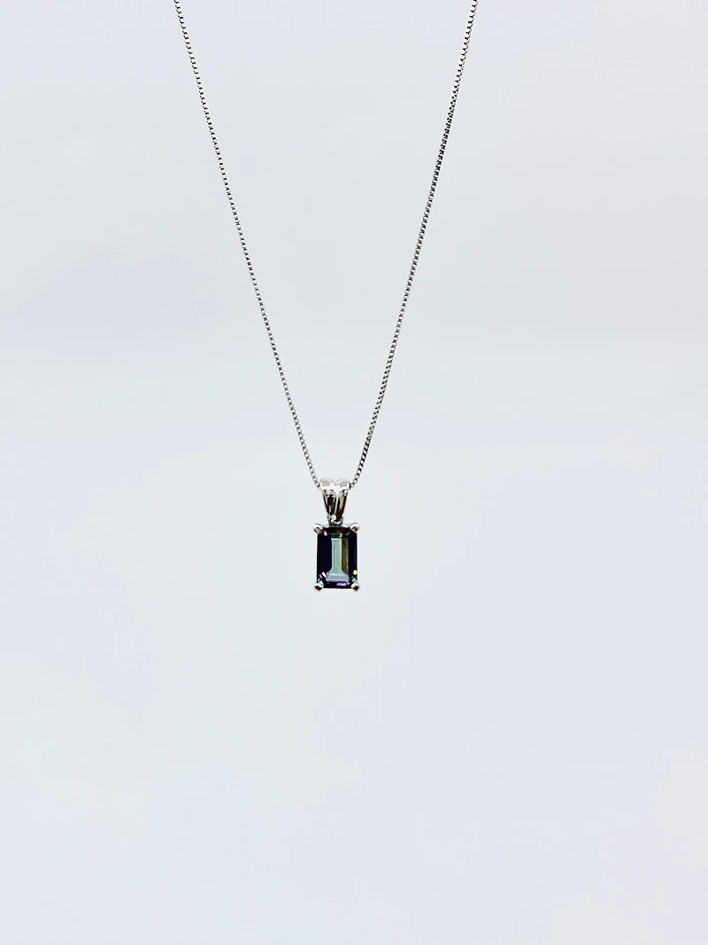 10K White Gold Mystic Topaz Pendant