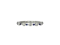 18K White Gold & Palladium (hypoallergenic) Blue Sapphire 0.42cttw Canadian Diamond Ring, 6.5