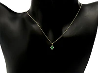 10K Yellow Gold 5x3mm Emerald and 0.03cttw Diamond Pendant