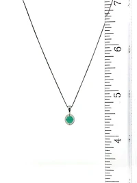 10K White Gold Emerald Pendant, 18"
