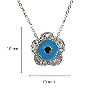 10K White Gold Blue Enamel and Diamond Necklace, 18"