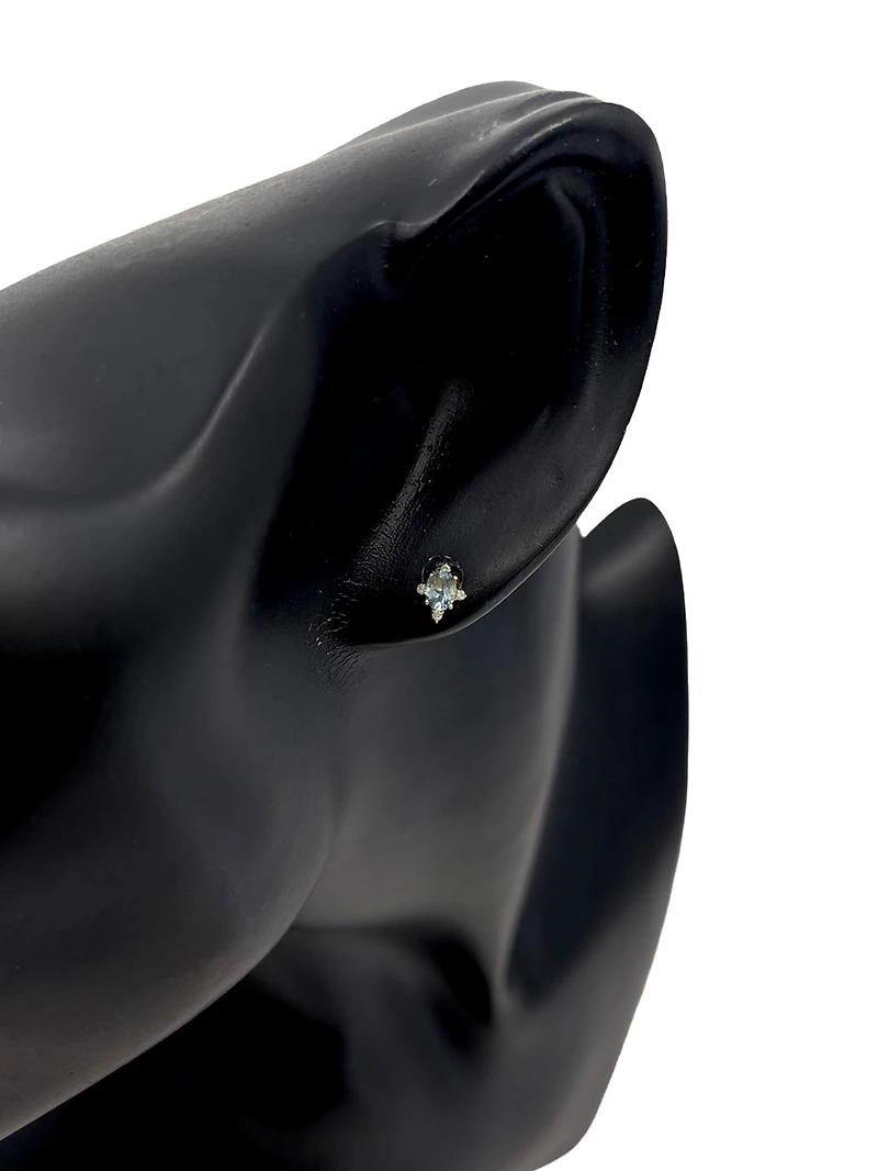 10K Yellow Gold Aquamarine and Diamond Earrings