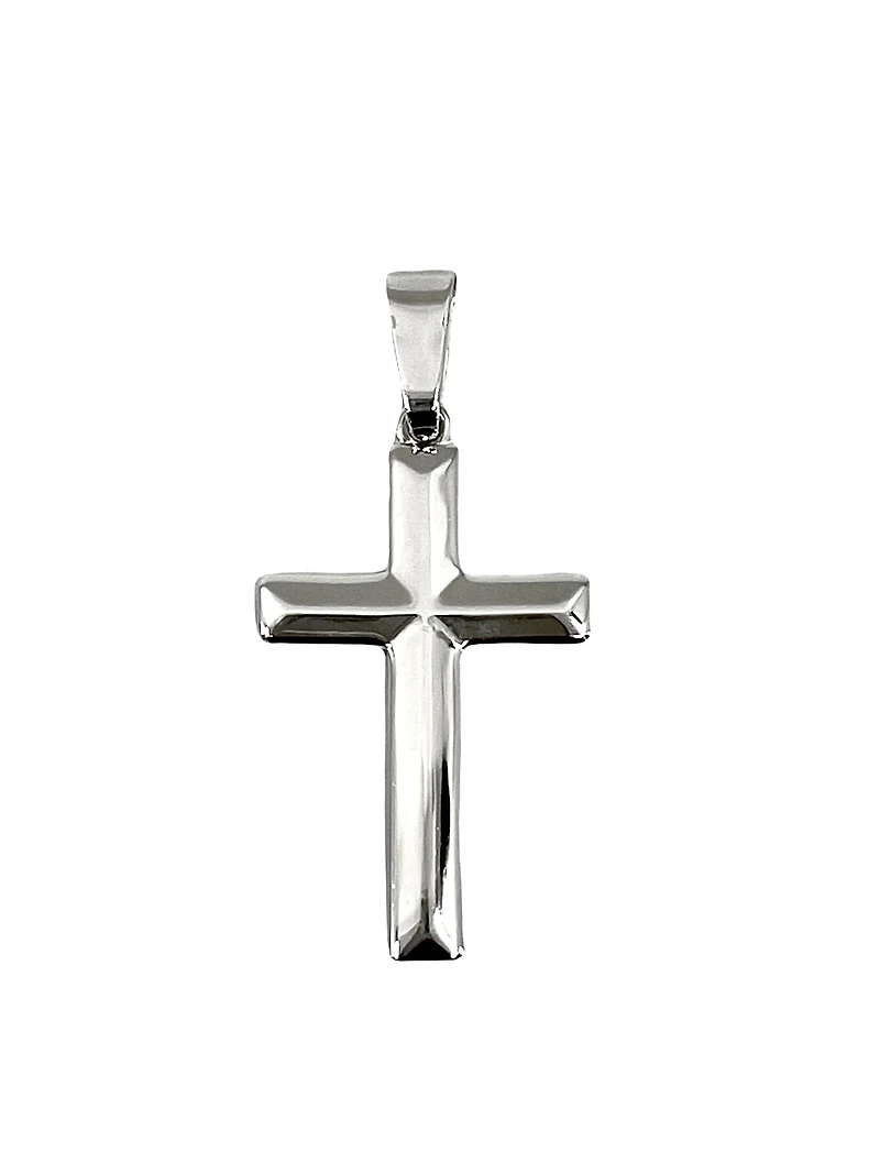 925 Sterling Silver 34mm x 20mm Hollow Pyramid Style Cross Charm
