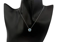 10K White Gold Blue Enamel and Diamond Necklace, 18"