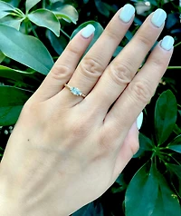 10K Yellow Gold 0.40cttw Genuine Oval Cut Aquamarine & 0.02cttw Diamond Ring - 4.5