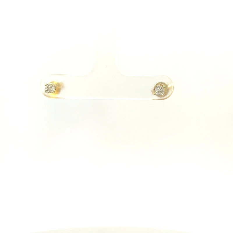 10K Yellow Gold Illusion Set Diamond Solitaire Earrings 0.04cttw