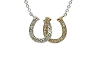 14K White & Yellow Gold 0.11cttw Diamond Double Horseshoe Pendant, 18"