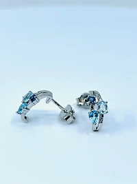 Blue Topaz, Aquamarine & Diamond Earrings