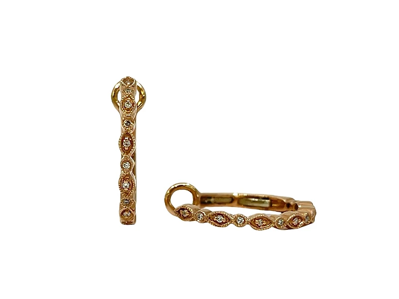 14K Rose Gold 0.07cttw Diamond Hoop Earrings