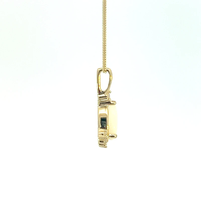 10K Yellow Gold Opal and Diamond Pendant