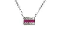 14K White Gold Ruby and Diamond Necklace, 18"