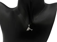 10K White Gold Dolphin Cubic Zirconia Charm - 19mm x 16mm