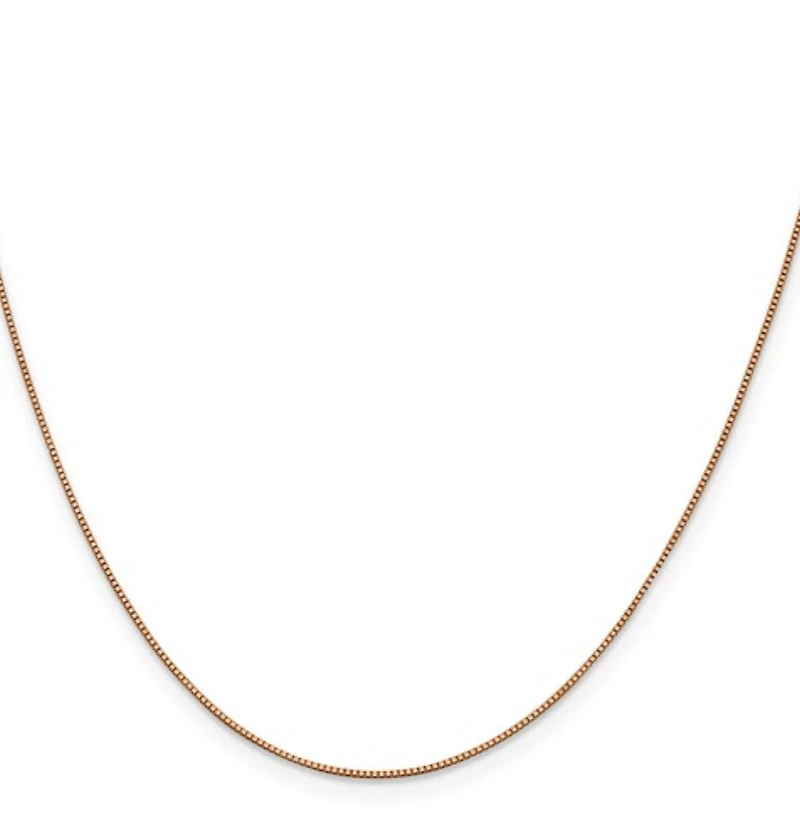 14K Rose Gold Box Chain with Lobster Clasp - 1.00 mm Various Length