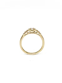 10K Yellow Gold 0.40cttw Canadian Diamond  Halo Engagement Ring, size 6.5 - 6.5