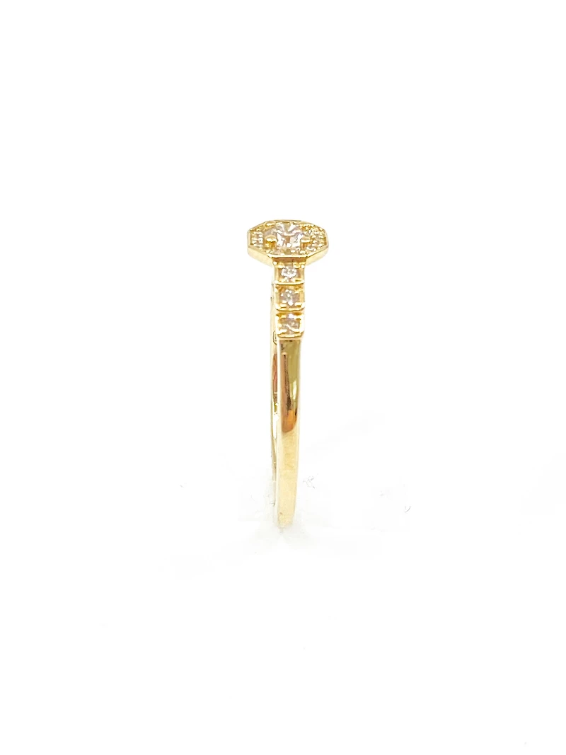 10K Yellow Gold 0.40cttw Canadian Diamond  Halo Engagement Ring, size 6.5 - 6.5