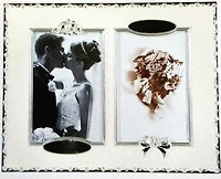 Pure White Epoxy Double 4 x 6 Frame with Engravable Plates - 10.75" x 0.5" x 0.9"