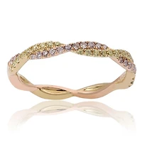 14K Yellow & Rose Gold Wavy Natural Fancy Yellow & Natural Fancy Pink Diamond Band