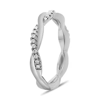14K White, Yellow or Rose Gold 0.11cttw Diamond Twisted Pave Ring - 14K White Gold / 4.5